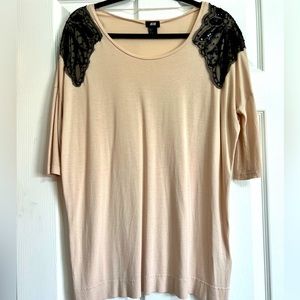 H&M oversized t-shirt tunic with embellished shoulders